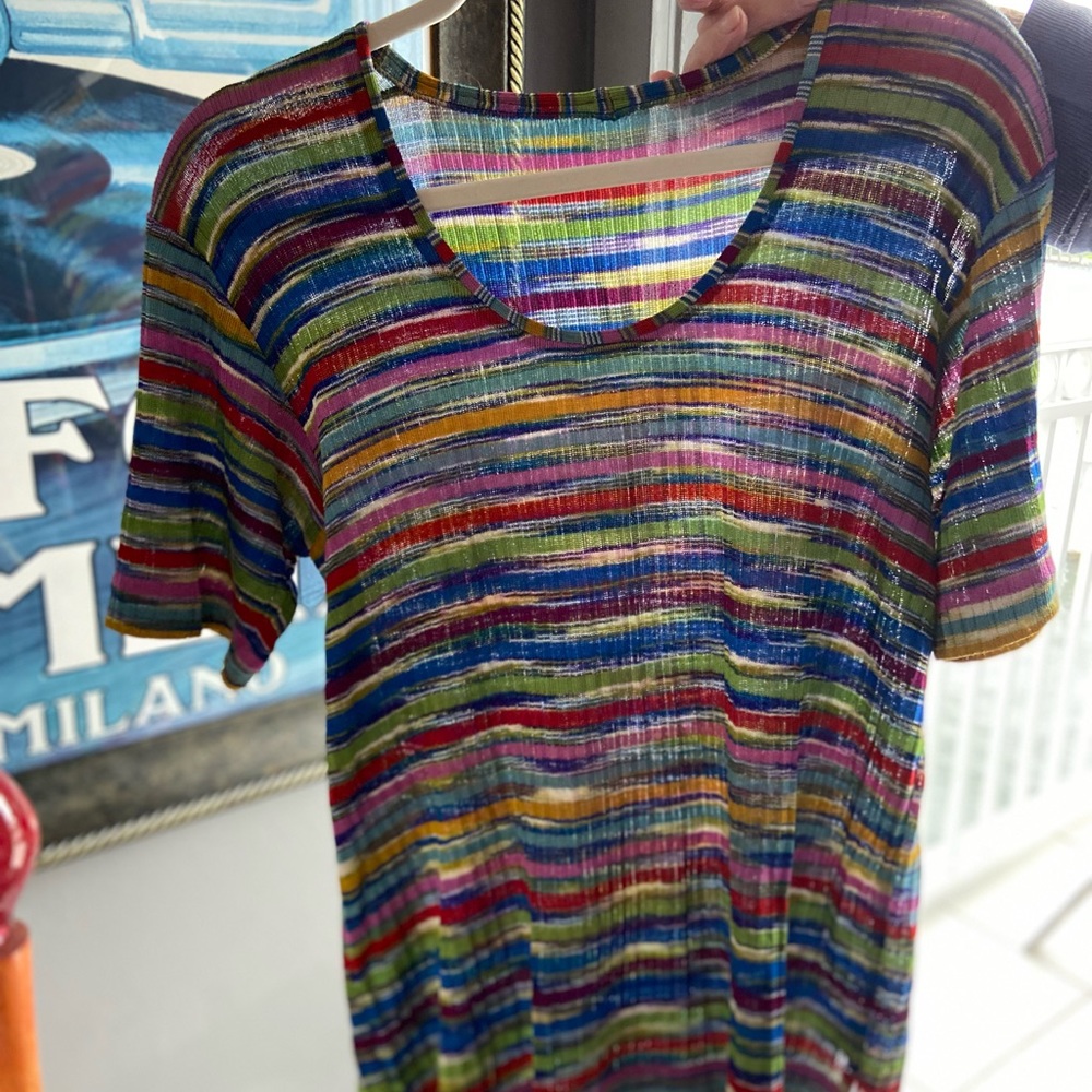Authentic MISSONI Made in Italy Space-Dye Knit Short Sleeve Top - Size 8